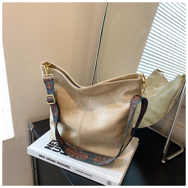 Vintage Sac Seau en Cuir PU Femme à Bandoulière