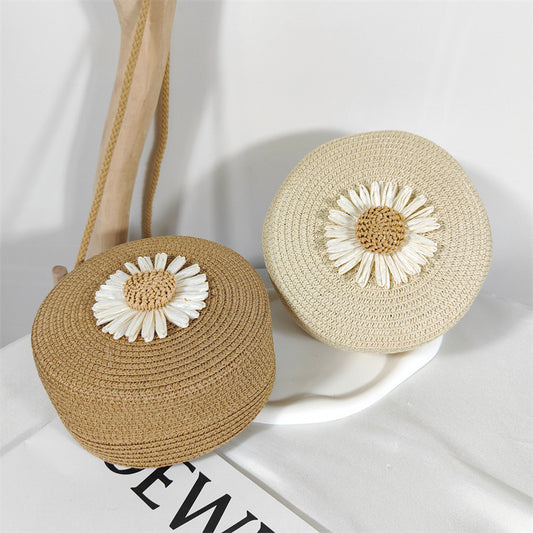 Louna | Petit Sac de Plage Estival en Paille Fleurie