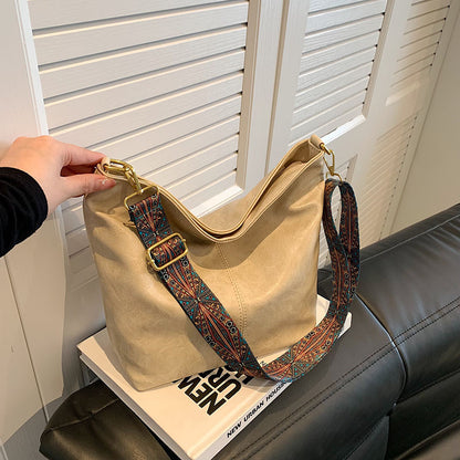 Vintage Sac Seau en Cuir PU Femme à Bandoulière