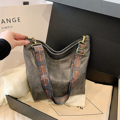 Vintage Sac Seau en Cuir PU Femme à Bandoulière