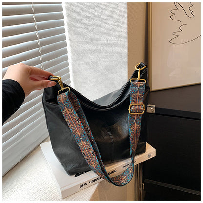 Vintage Sac Seau en Cuir PU Femme à Bandoulière