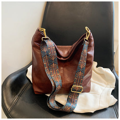 Vintage Sac Seau en Cuir PU Femme à Bandoulière