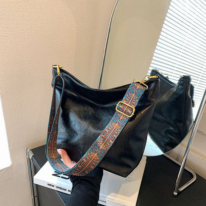 Vintage Sac Seau en Cuir PU Femme à Bandoulière