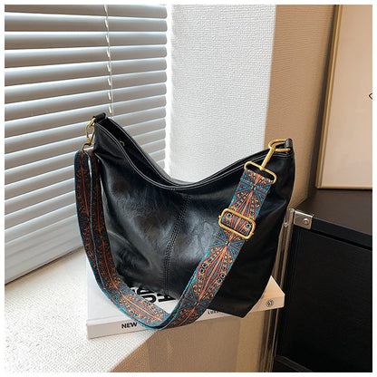 Vintage Sac Seau en Cuir PU Femme à Bandoulière
